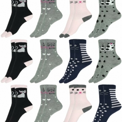 12 PACK Παιδικές κάλτσες βαμβακερές μέχρι τη μέση της γάμπας GIRL T187