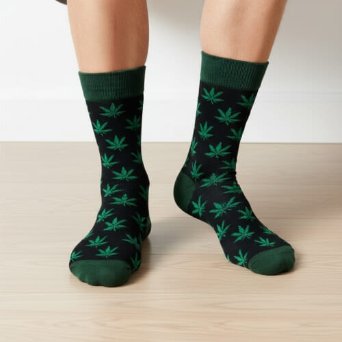 Ανδρικές κάλτσες μέχρι τη μέση της γάμπας cannabis