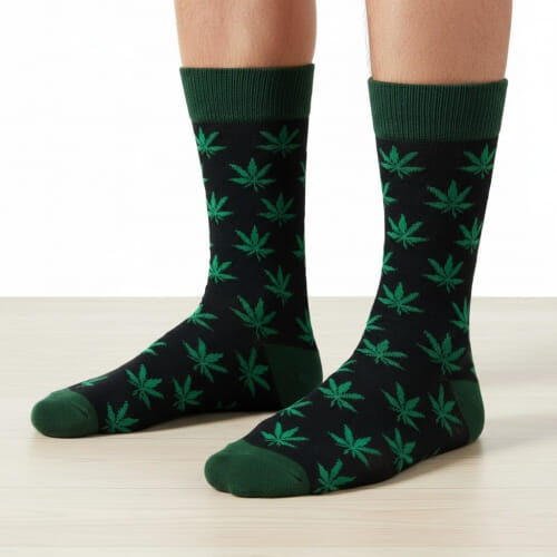 Ανδρικές κάλτσες μέχρι τη μέση της γάμπας cannabis