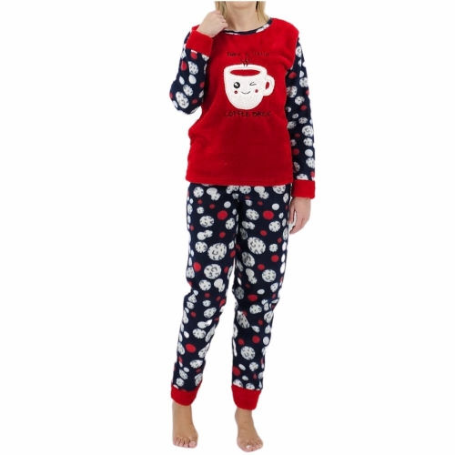 Fleece γυναικεία πυτζάμα coffee 8221