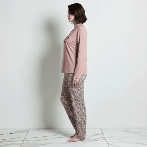 Γυναικεία πυτζάμα βαμβακερή με βελούδινη επένδυση 3685