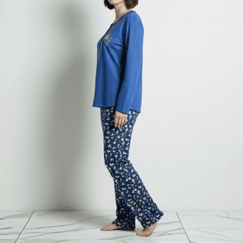 Γυναικεία πυτζάμα βαμβακερή με βελούδινη επένδυση 3685