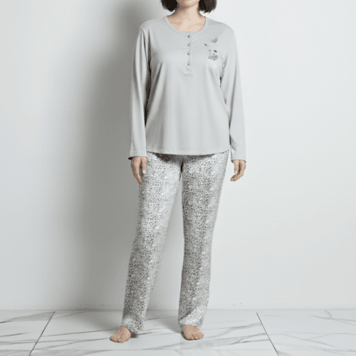 Γυναικεία πυτζάμα βαμβακερή με βελούδινη επένδυση 3685