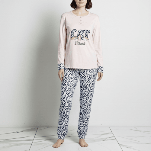 Γυναικεία πυτζάμα βαμβακερή με βελούδινη επένδυση 5523