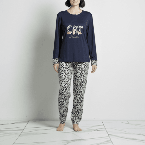 Γυναικεία πυτζάμα βαμβακερή με βελούδινη επένδυση 5523