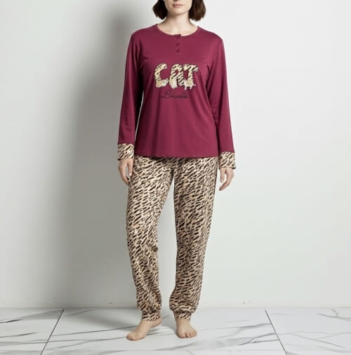 Γυναικεία πυτζάμα βαμβακερή με βελούδινη επένδυση 5523