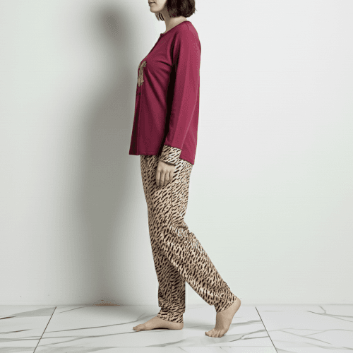 Γυναικεία πυτζάμα βαμβακερή με βελούδινη επένδυση 5523