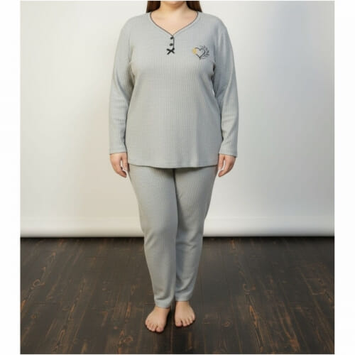 PLUS SIZE Γυναικεία Πυτζάμα Βαμβακερή με Σχέδιο 8537