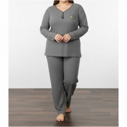 PLUS SIZE Γυναικεία Πυτζάμα Βαμβακερή με Σχέδιο 8537