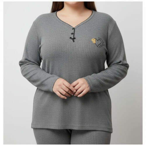 PLUS SIZE Γυναικεία Πυτζάμα Βαμβακερή με Σχέδιο 8537