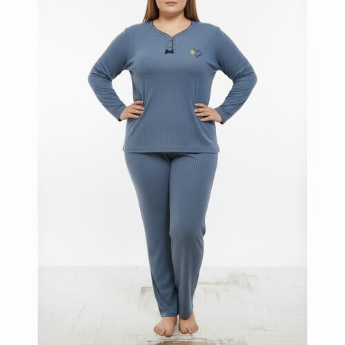 PLUS SIZE Γυναικεία Πυτζάμα Βαμβακερή με Σχέδιο 8537