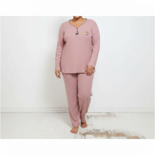 PLUS SIZE Γυναικεία Πυτζάμα Βαμβακερή με Σχέδιο 8537