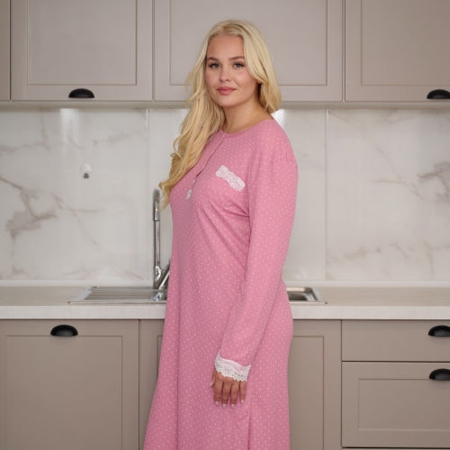 PLUS SIZE Γυναικείο Νυχτικό με φούτερ επένδυση 8093