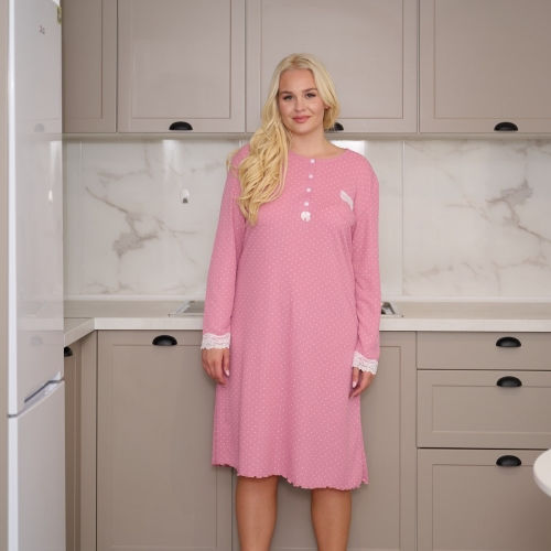 PLUS SIZE Γυναικείο Νυχτικό με φούτερ επένδυση 8093