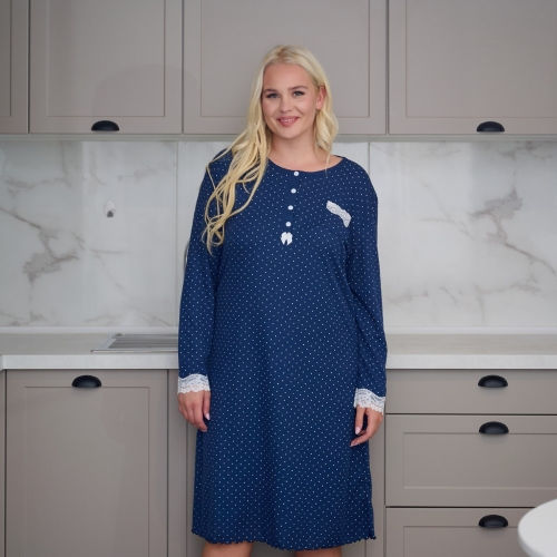 PLUS SIZE Γυναικείο Νυχτικό με φούτερ επένδυση 8093