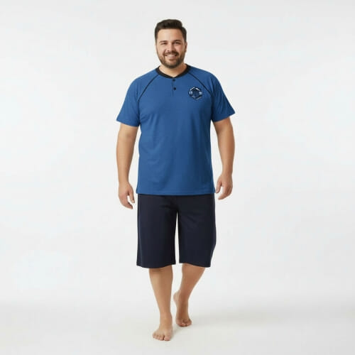 PLUS SIZE Καλοκαιρινή Πυτζάμα Ανδρική s915PLUS