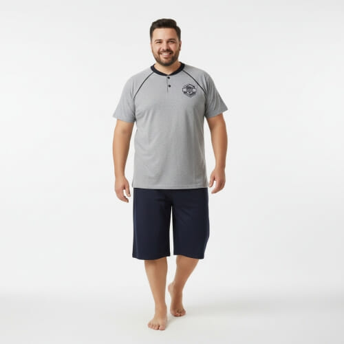 PLUS SIZE Καλοκαιρινή Πυτζάμα Ανδρική s915PLUS