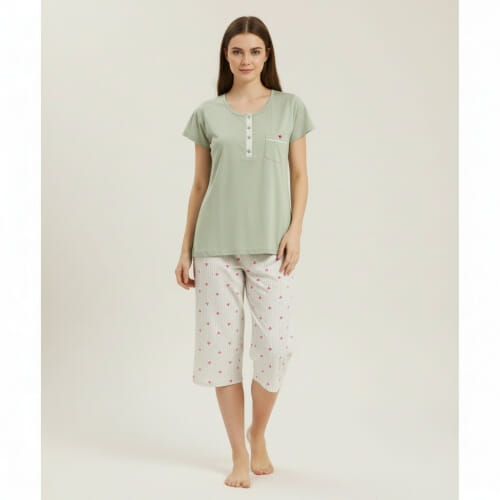 PLUS SIZE Καλοκαιρινή Βαμβακερή Γυναικεία Πυτζάμα 3705