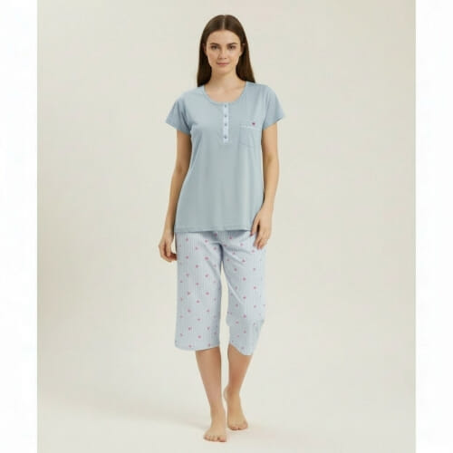 PLUS SIZE Καλοκαιρινή Βαμβακερή Γυναικεία Πυτζάμα 3705