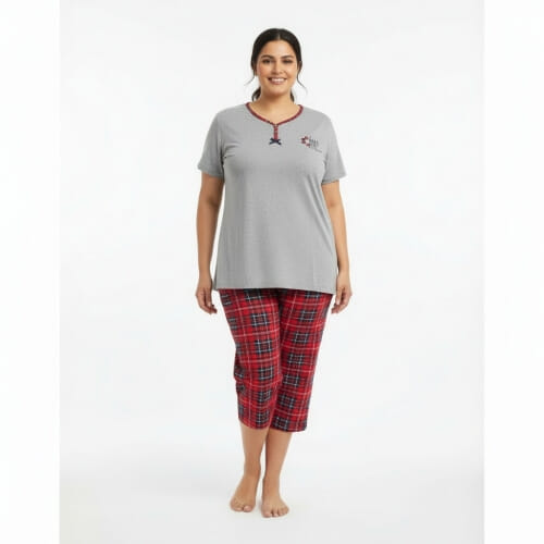 PLUS SIZE Καλοκαιρινή Βαμβακερή Γυναικεία Πυτζάμα 8592