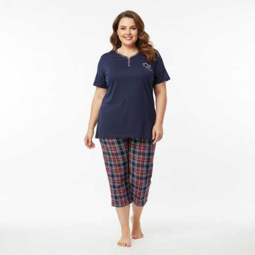 PLUS SIZE Καλοκαιρινή Βαμβακερή Γυναικεία Πυτζάμα 8592