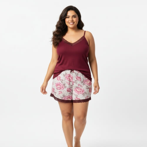 PLUS SIZE Καλοκαιρινή Βαμβακερή Γυναικεία Πυτζάμα 8631