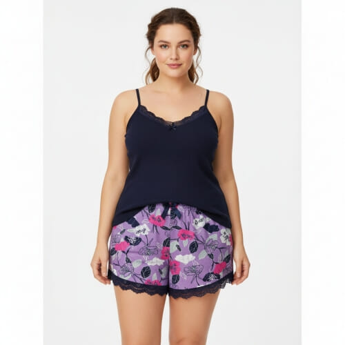 PLUS SIZE Καλοκαιρινή Βαμβακερή Γυναικεία Πυτζάμα 8631