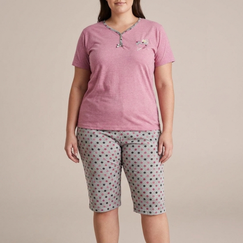 PLUS SIZE Καλοκαιρινή Βαμβακερή Γυναικεία Πυτζάμα 8486