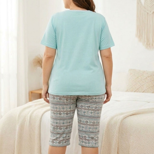 PLUS SIZE Καλοκαιρινή Βαμβακερή Γυναικεία Πυτζάμα 8486