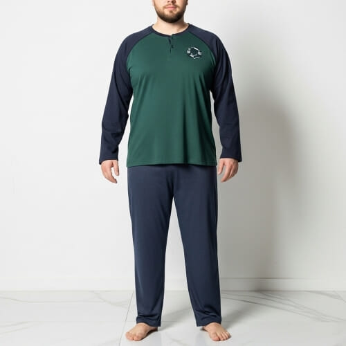 PLUS SIZE Ανδρική πυτζάμα βαμβακερή  915