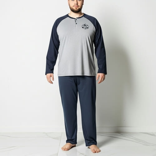 PLUS SIZE Ανδρική πυτζάμα βαμβακερή  915