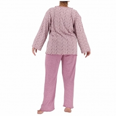 PLUS SIZE Γυναικεία πυτζάμα βαμβακερή με φούτερ επένδυση 8269