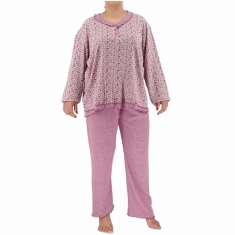 PLUS SIZE Γυναικεία πυτζάμα βαμβακερή με φούτερ επένδυση 8269
