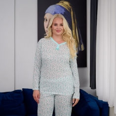 PLUS SIZE Γυναικεία Πυτζάμα Βαμβακερή Λεπτό Ύφασμα NIDA