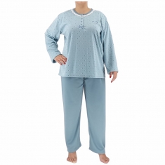 PLUS SIZE Γυναικεία πυτζάμα βαμβακερή με φούτερ επένδυση 3554