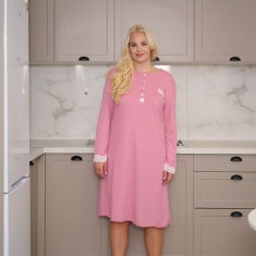 PLUS SIZE Γυναικείο Νυχτικό με φούτερ επένδυση 8093