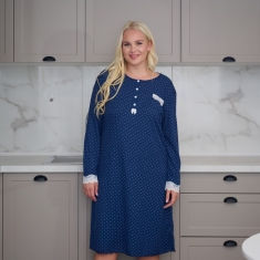 PLUS SIZE Γυναικείο Νυχτικό με φούτερ επένδυση 8093