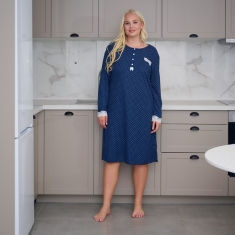 PLUS SIZE Γυναικείο Νυχτικό με φούτερ επένδυση 8093