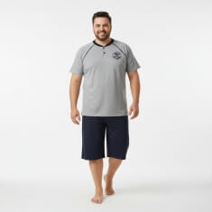 PLUS SIZE Καλοκαιρινή Πυτζάμα Ανδρική s915PLUS